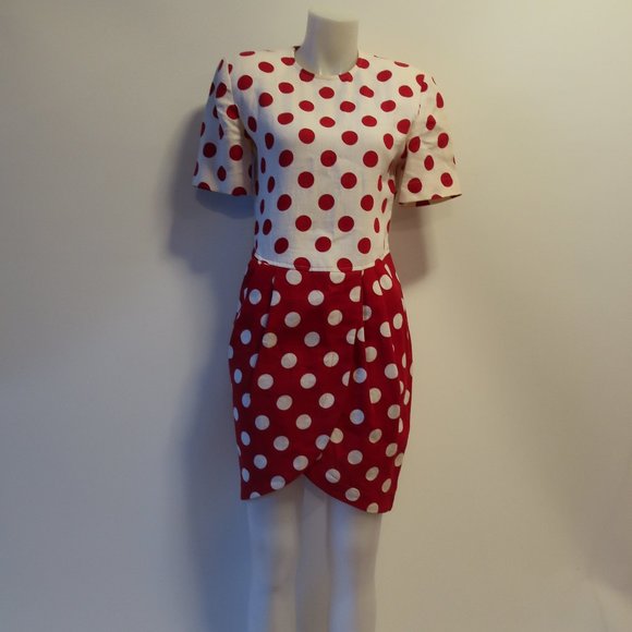 CHETTA B PETER NOVIELLO SHERRIE BLOOM DOT DRESS 8* - Picture 1 of 12